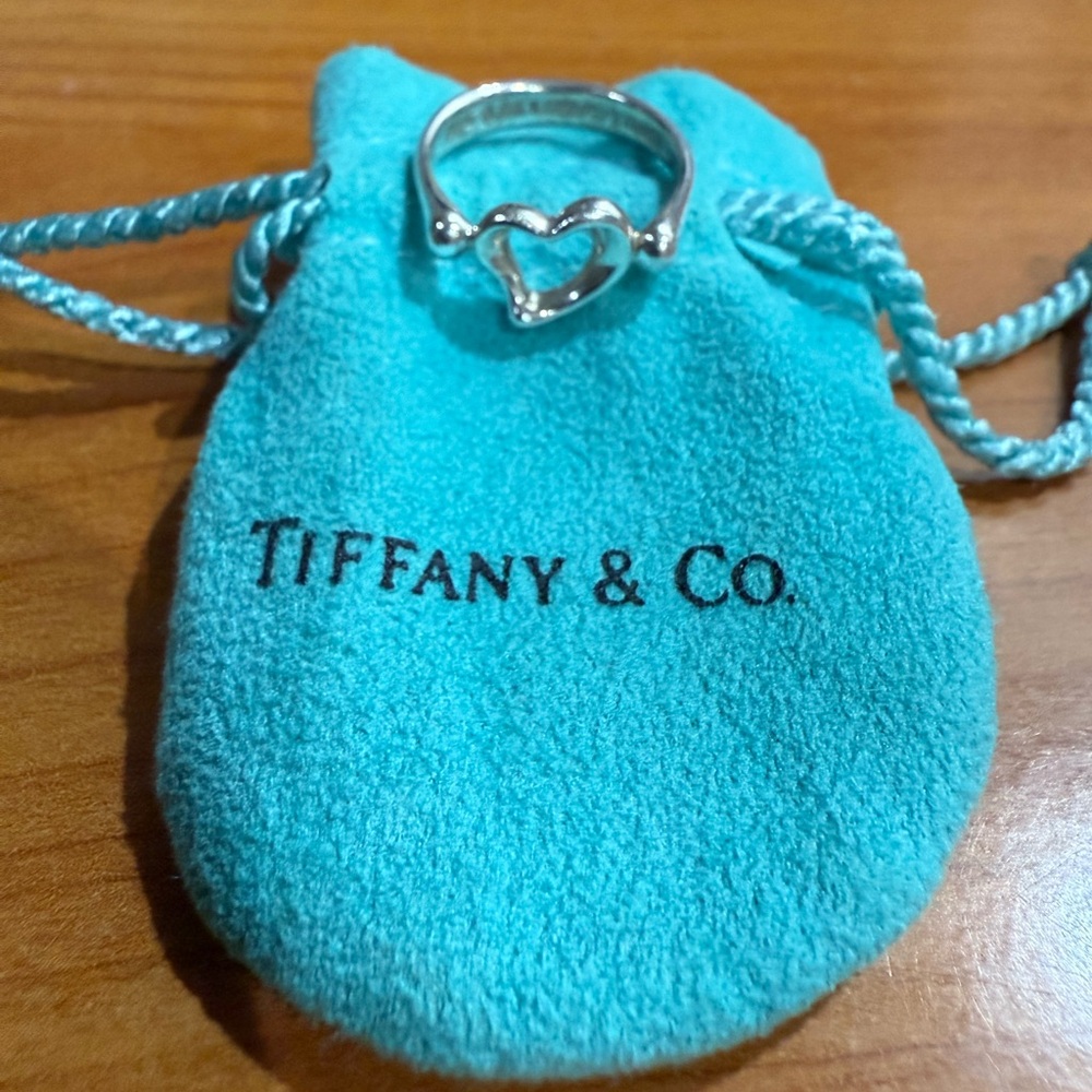 Tiffany & Co. Silver Heart Ring with Pouch